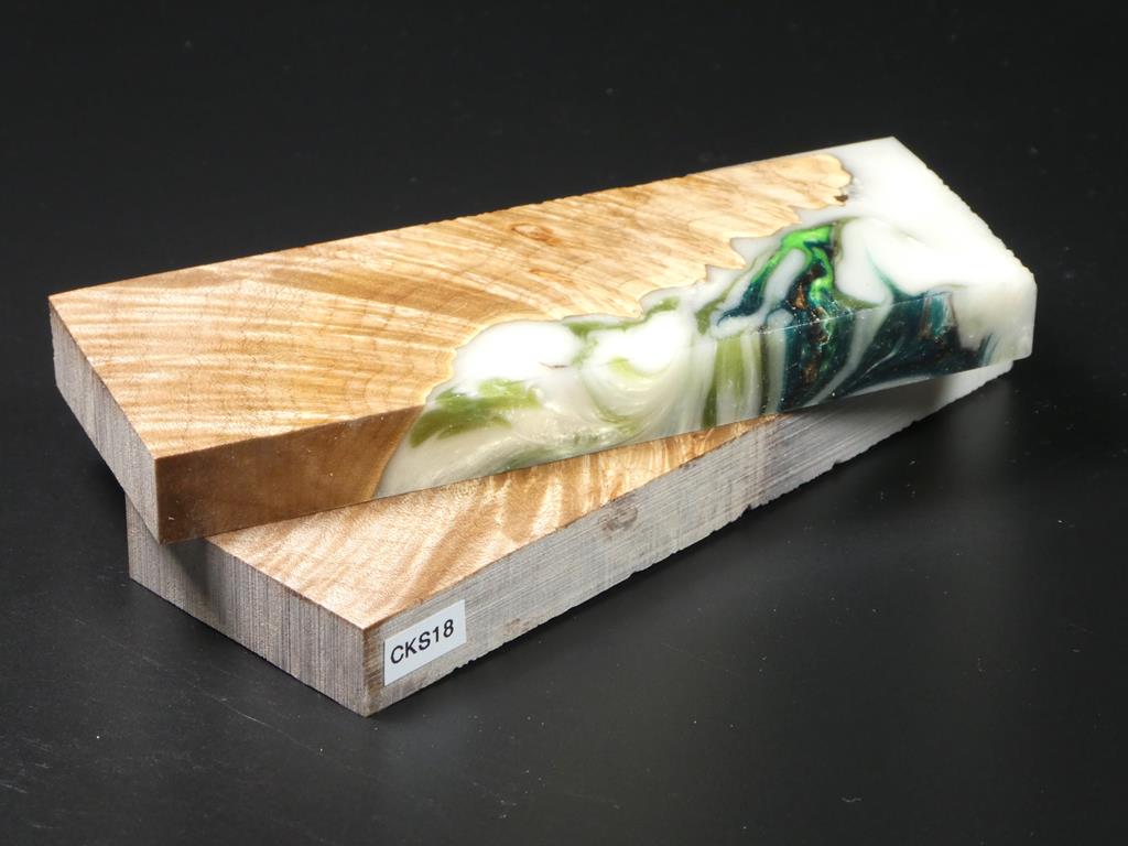 Natural / White, Green Hybrid Knife Scales