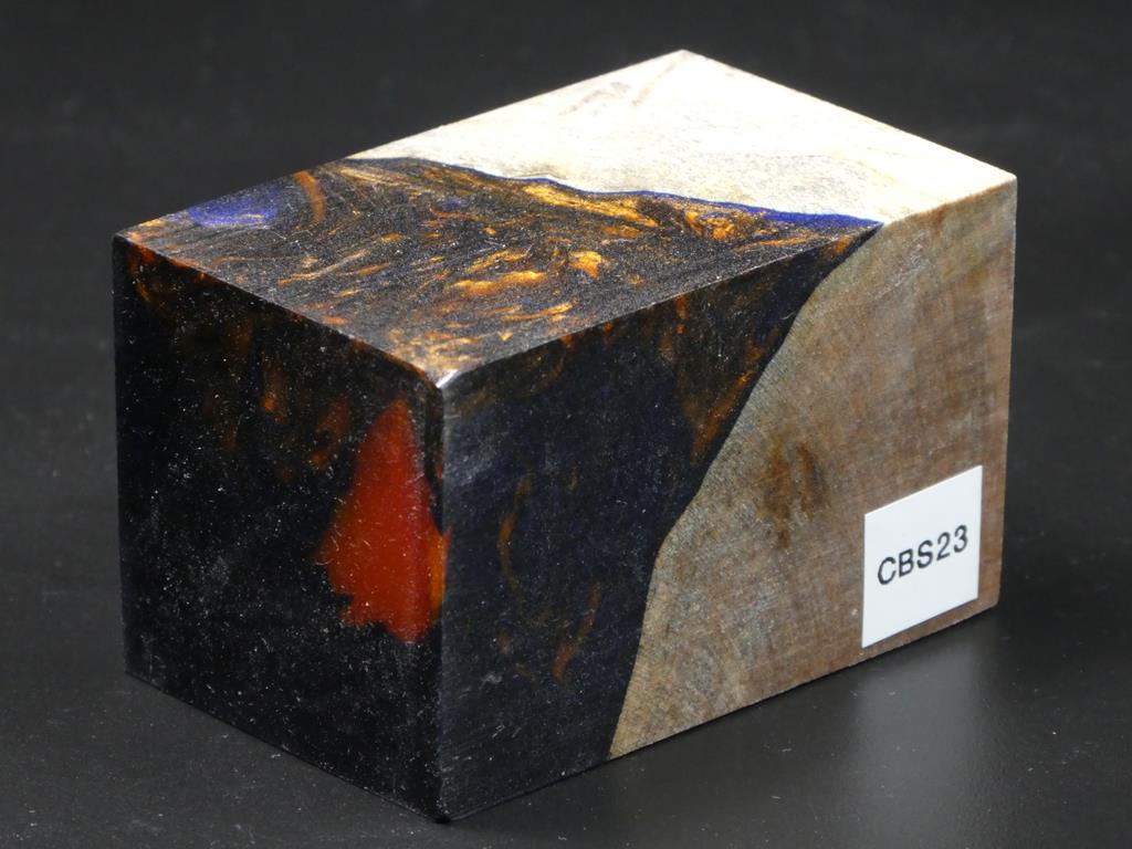 Natural / Orange & Blue Hybrid Bottle Stopper Blank