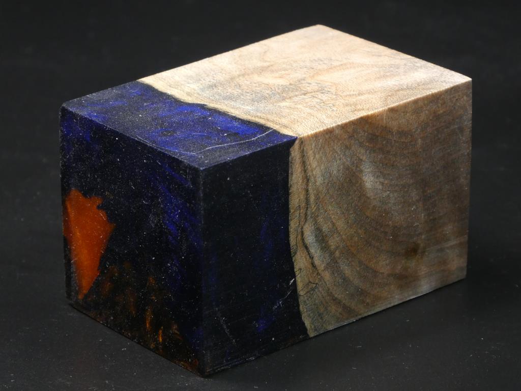 Natural / Orange & Blue Hybrid Bottle Stopper Blank