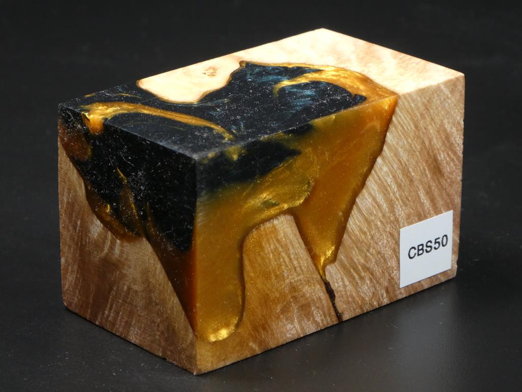 Natural / Gold, Blue, Black Hybrid Bottle Stopper Blank