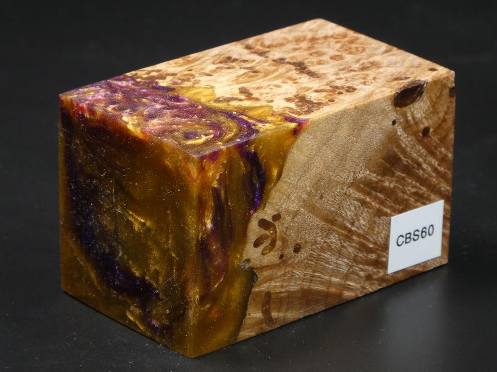 Natural / Gold & Purple Hybrid Bottle Stopper Blank