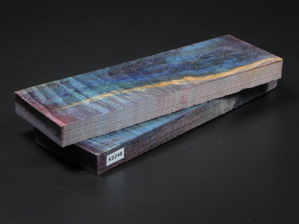Blue, Purple & Natural Stabilized Knife Maple Knife Scales