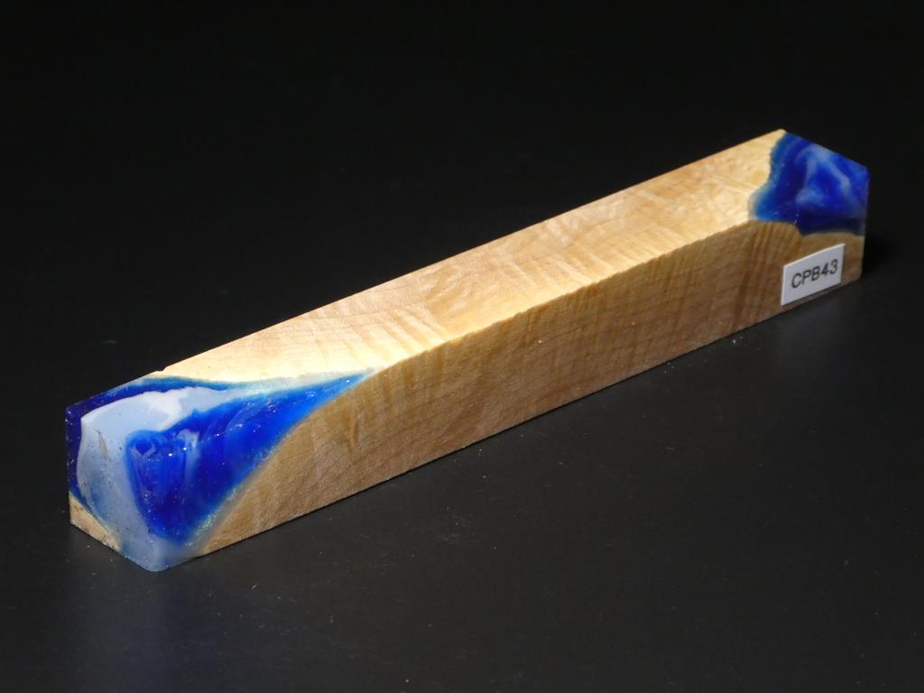 Natural / Blue, White Hybrid Pen Blank