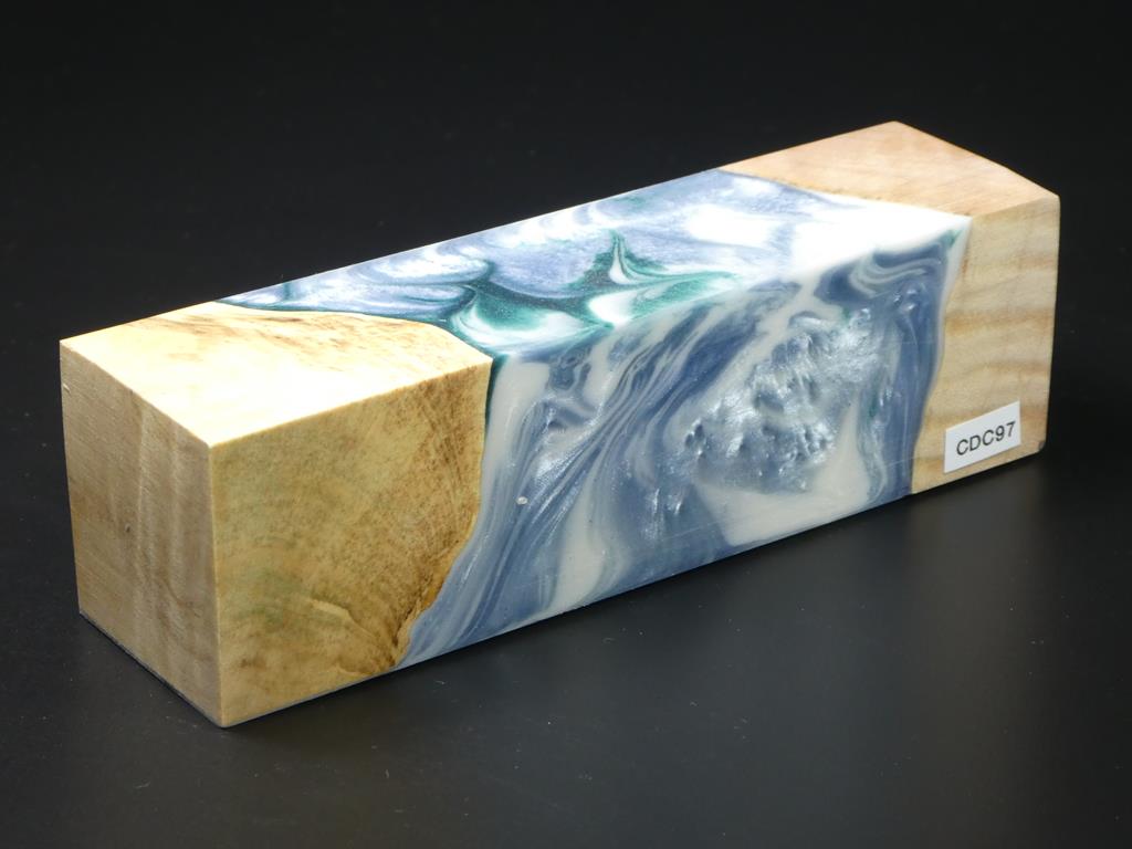 Natural /  Blue, White Hybrid Duck Call Blank