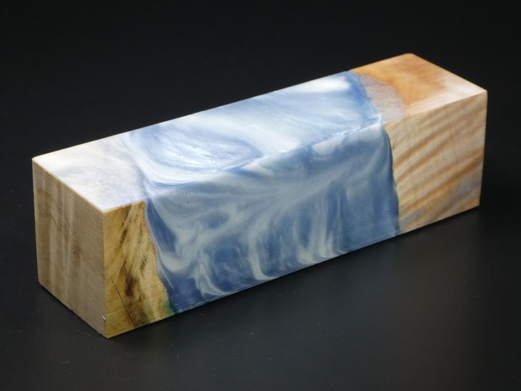 Natural /  Blue, White Hybrid Duck Call Blank