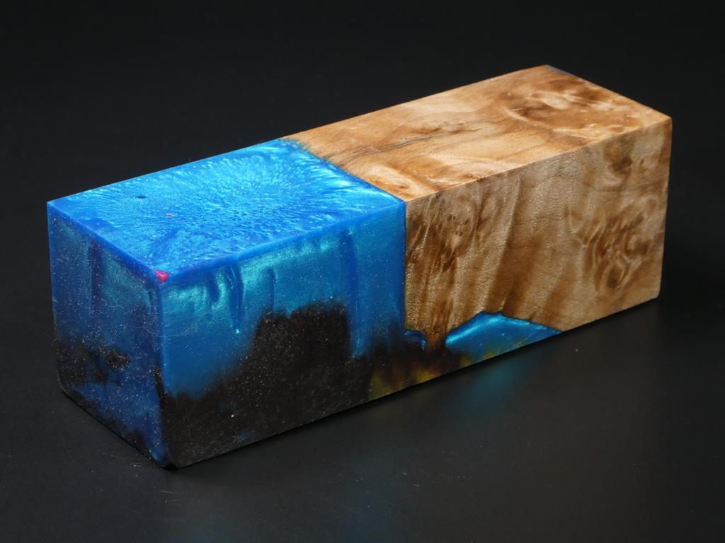 Natural /  Teal, Gold Hybrid Duck Call Blank