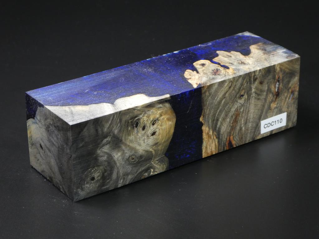 Natural /  Blue, Silver-Gray Hybrid Duck Call Blank