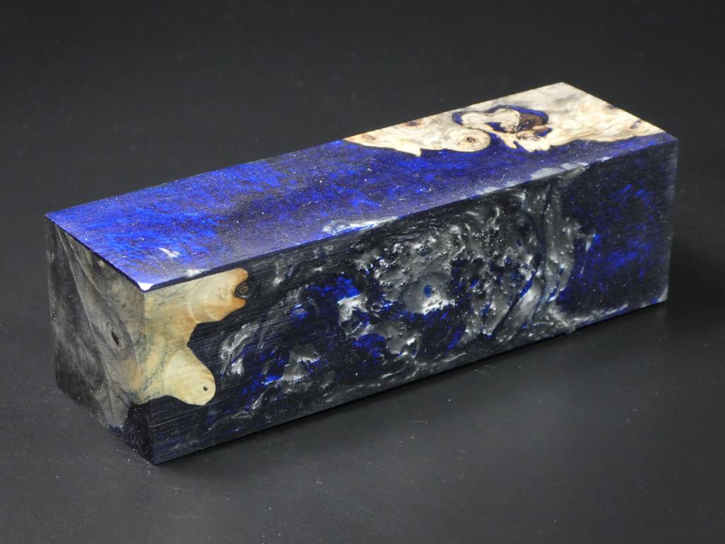 Natural /  Blue, Silver-Gray Hybrid Duck Call Blank