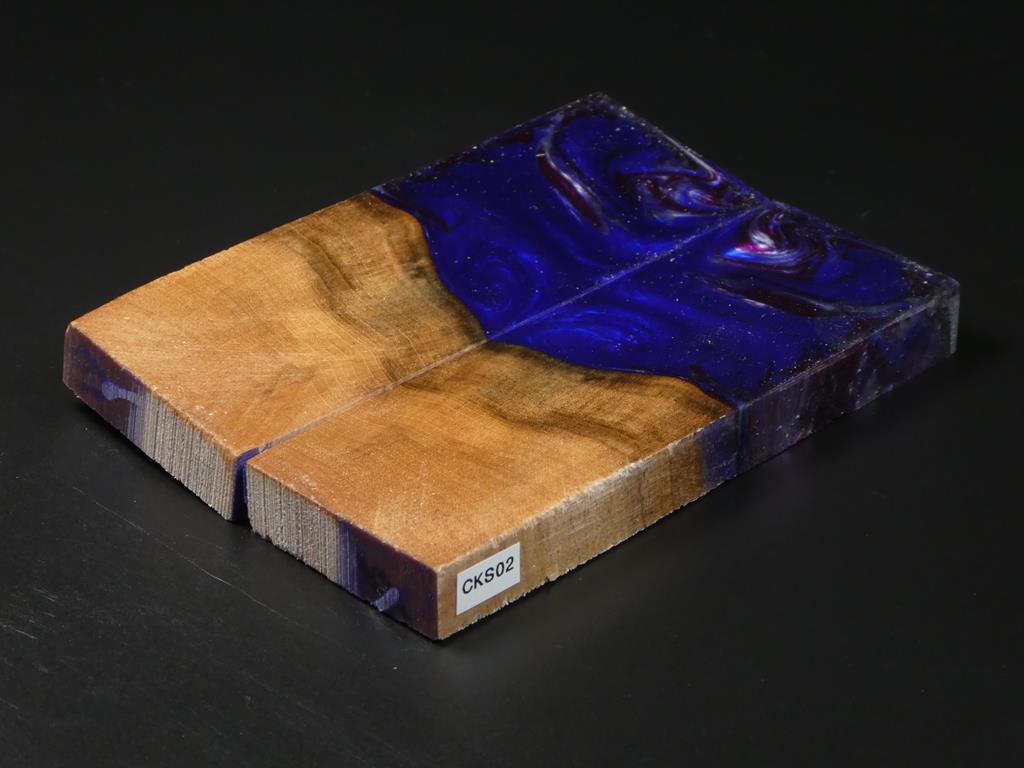 Natural / Blue & Purple Hybrid Knife Scales