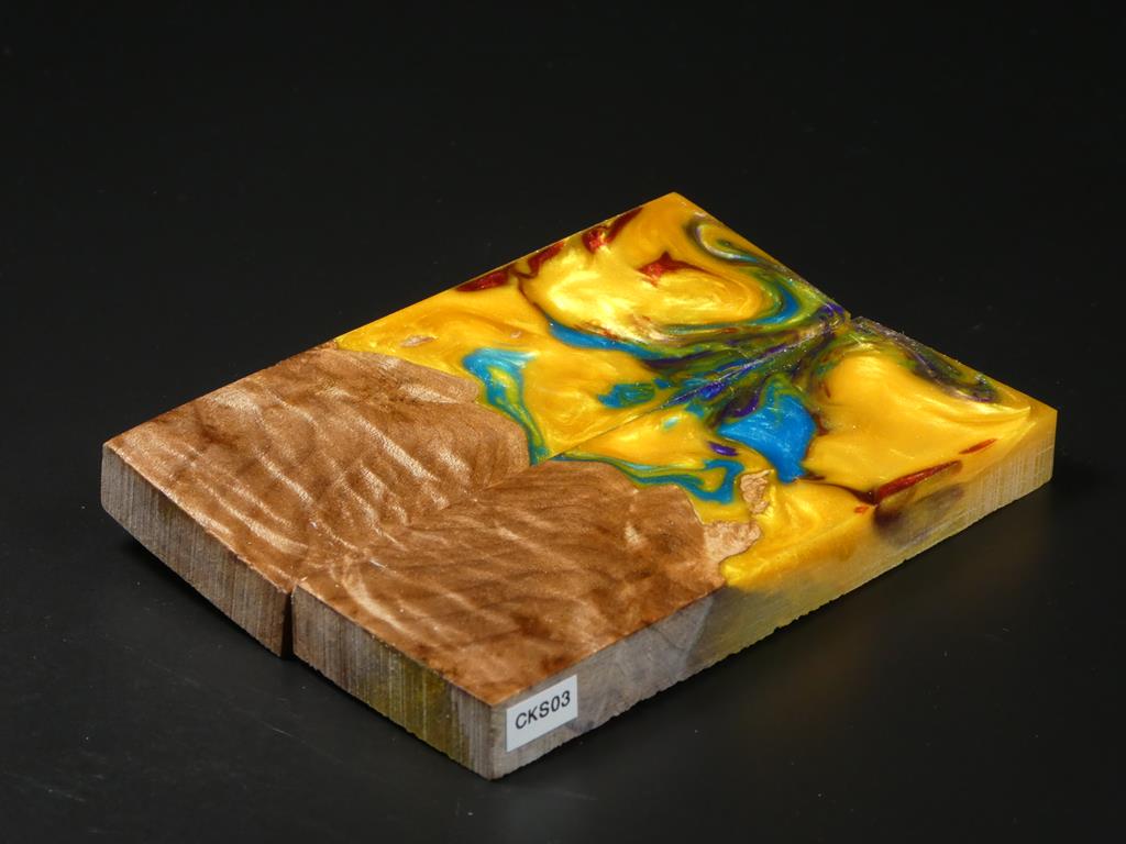 Natural / Yellow, Teal, Purple, Red Hybrid Knife Scales