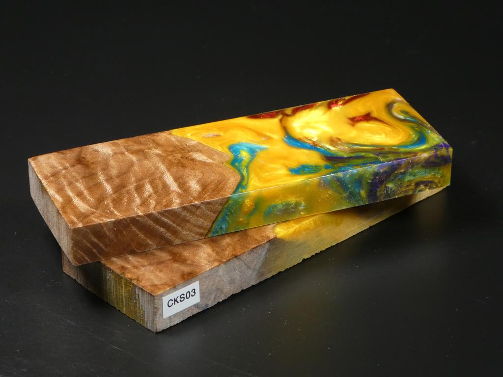 Natural / Yellow, Teal, Purple, Red Hybrid Knife Scales