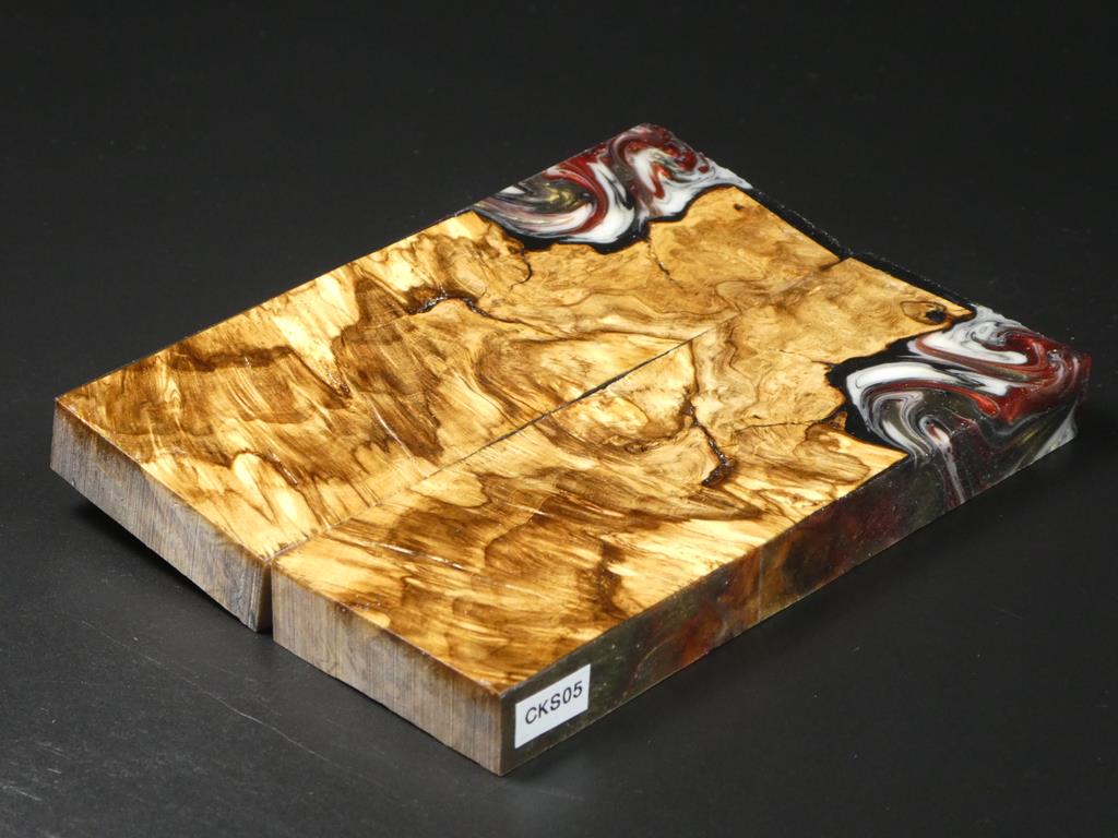 Natural / Black, Red, White, Gray Hybrid Knife Scales