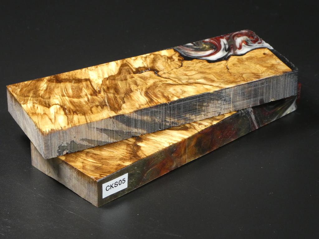 Natural / Black, Red, White, Gray Hybrid Knife Scales