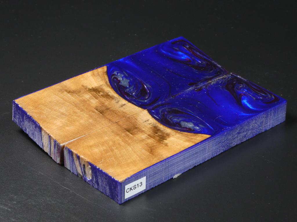 Natural / Blue, Red, Gray Hybrid Knife Scales