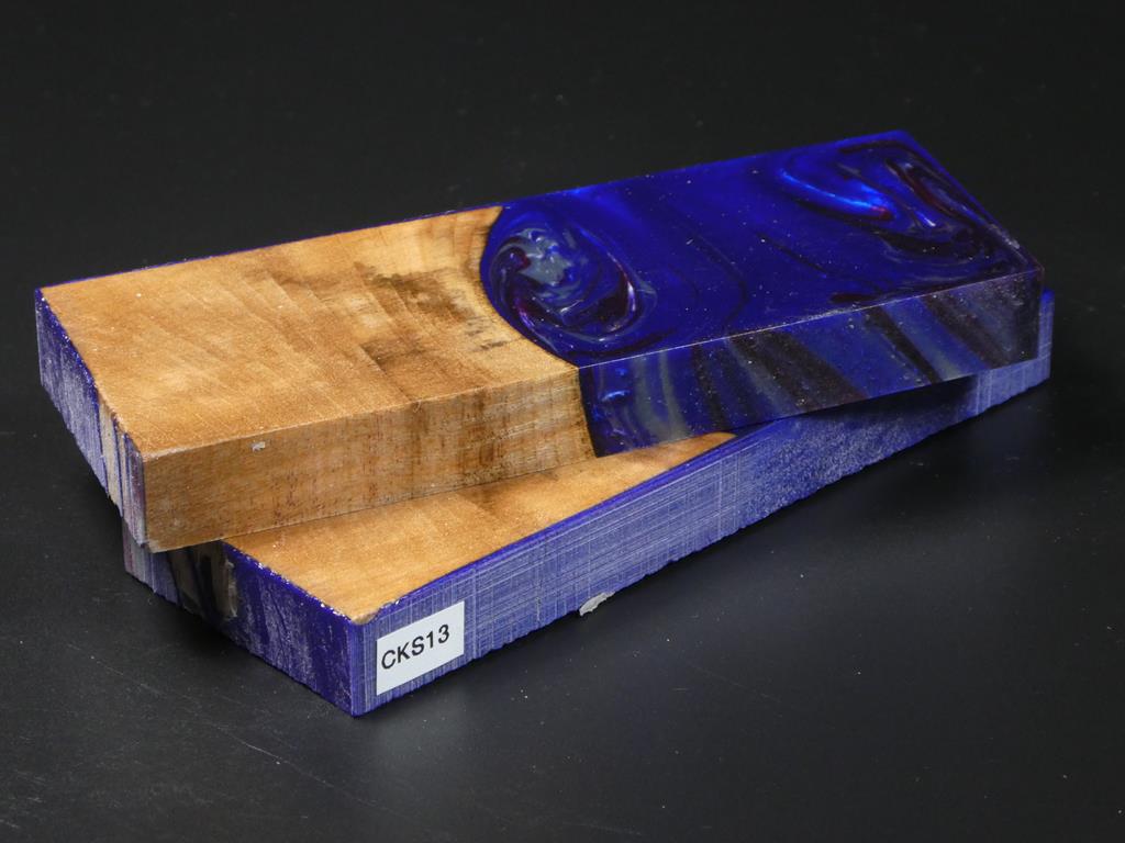 Natural / Blue, Red, Gray Hybrid Knife Scales