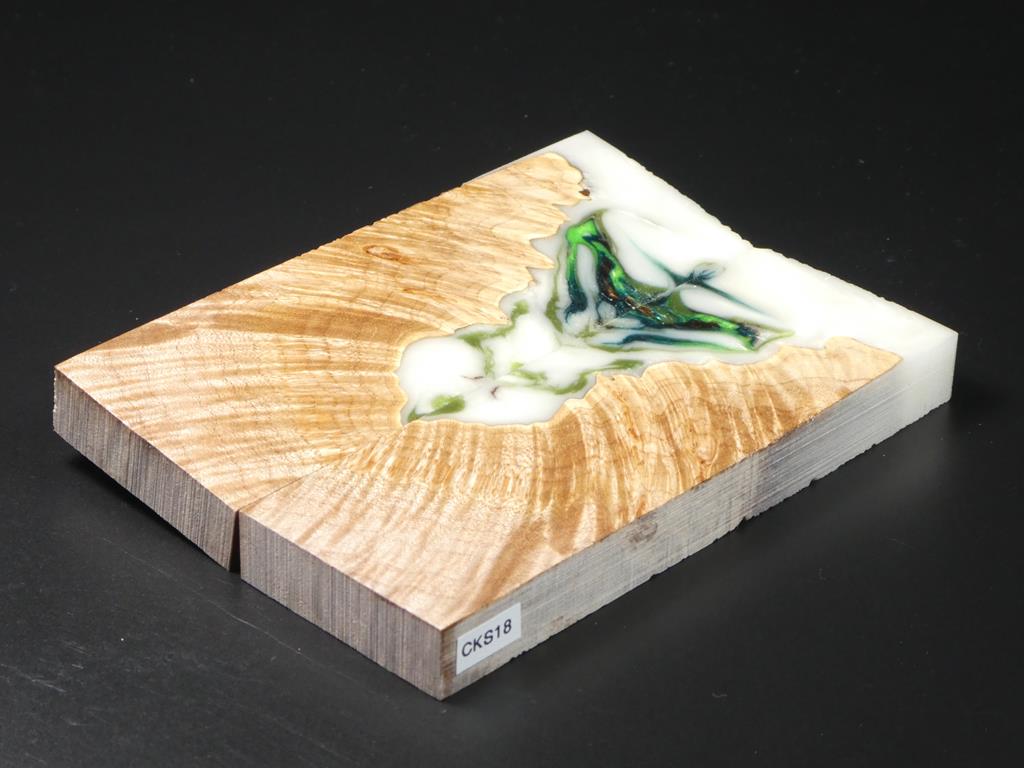 Natural / White, Green Hybrid Knife Scales
