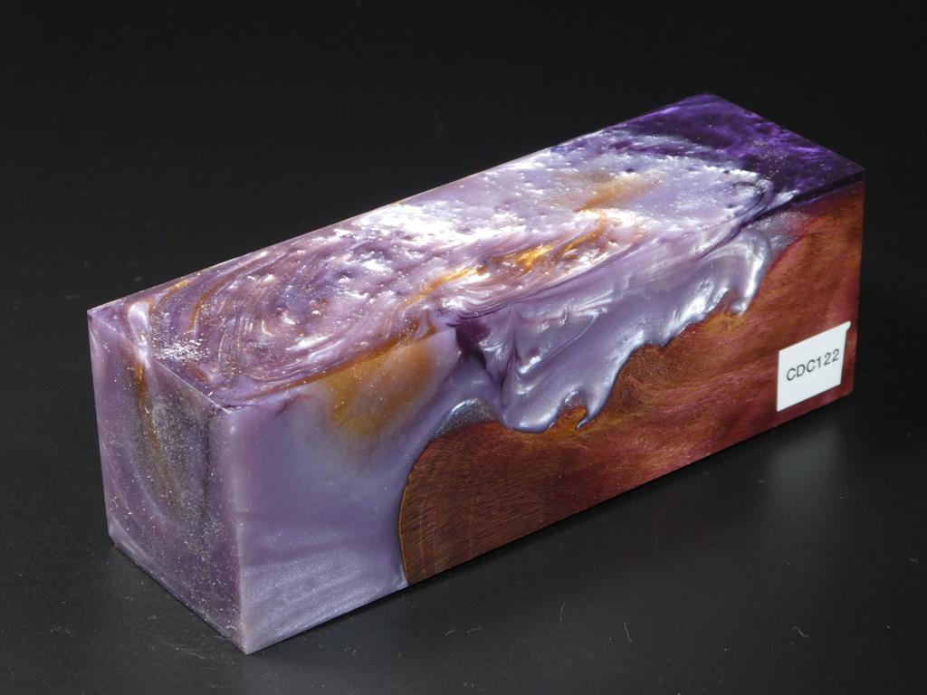 Natural Brown / Lavender, White, Gold Hybrid Duck Call Blank