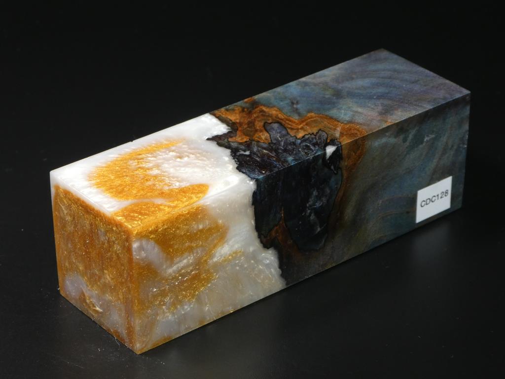 Teal & Natural / White & Gold Hybrid Duck Call Blank