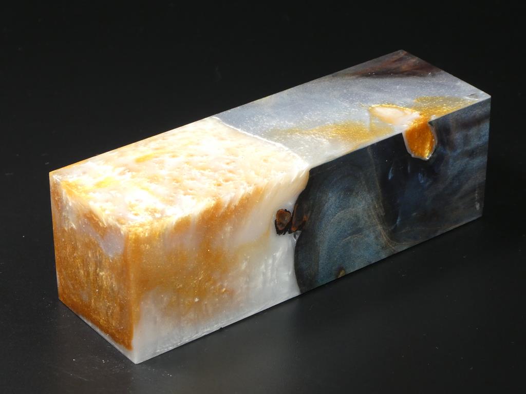 Teal & Natural / White & Gold Hybrid Duck Call Blank