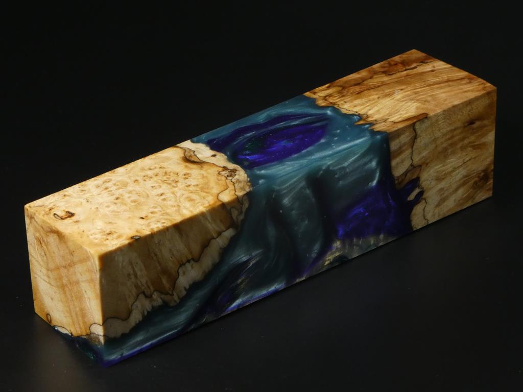 Natural / Blue, Purple, White Hybrid Duck Call Blank