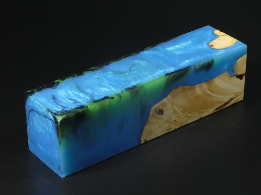 Natural / Blue Hybrid Duck Call Blank