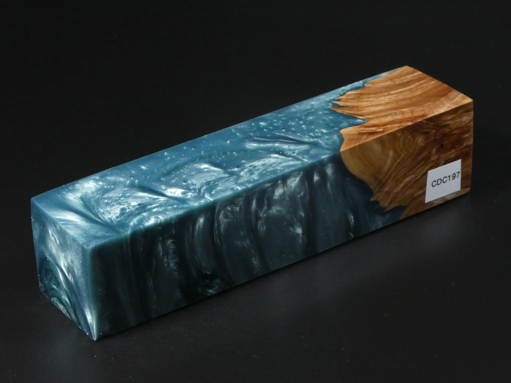 Natural / Blue-Green Hybrid Duck Call Blank