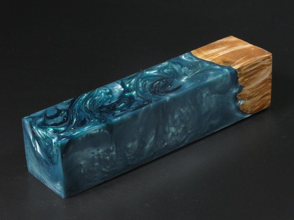 Natural / Blue-Green Hybrid Duck Call Blank