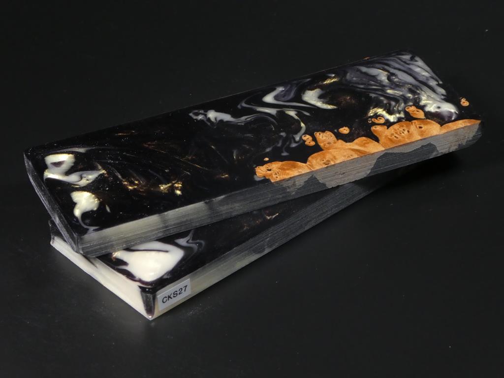 Natural /  Black, White & Gold Hybrid Knife Scales