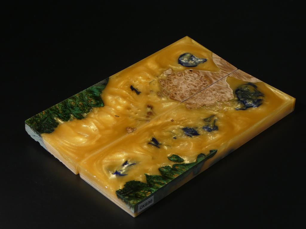 Natural / Green & Yellow Hybrid Knife Scales