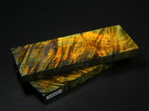 Orange & Green Stabilized Maple Knife Scales