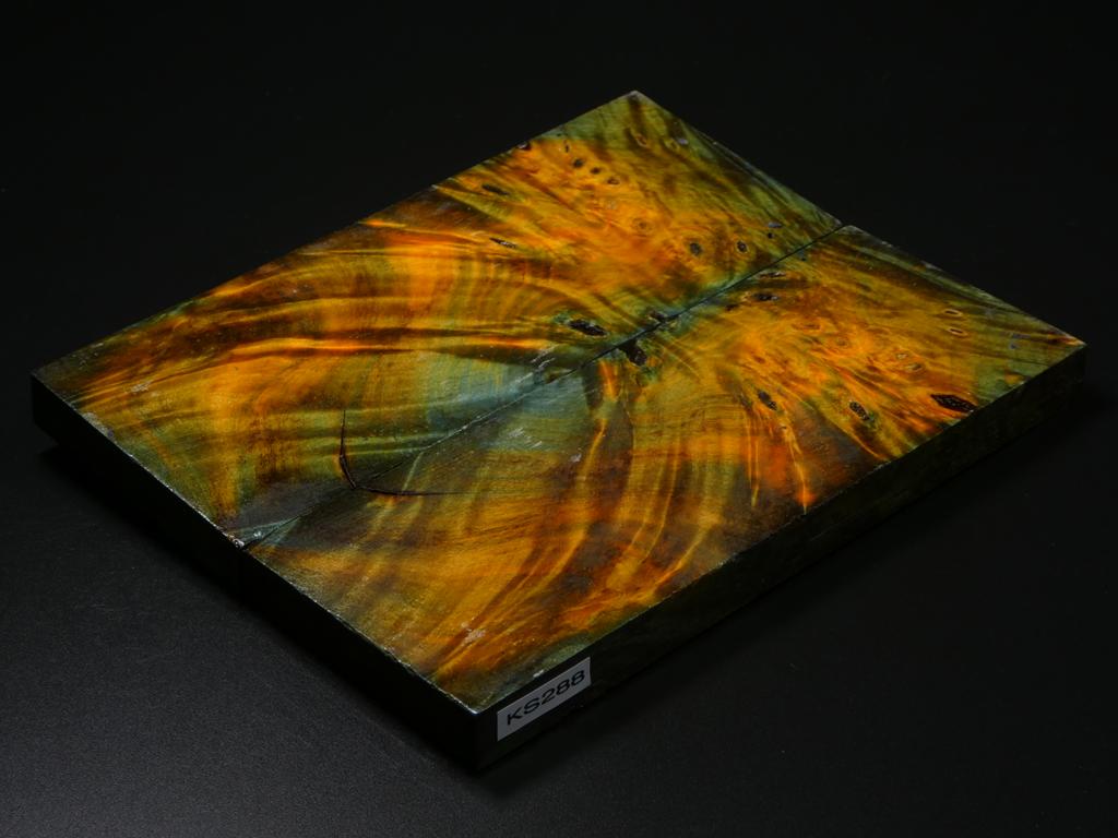 Orange, Yellow, Teal Stabilized Maple Knife Scales