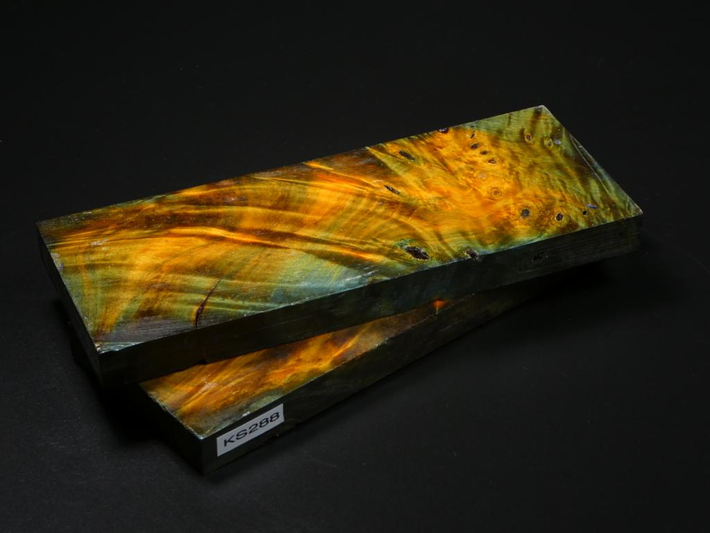 Orange, Yellow, Teal Stabilized Maple Knife Scales