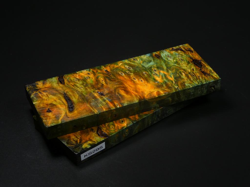 Orange, Yellow, Green, Blue Stabilized Maple Knife Scales