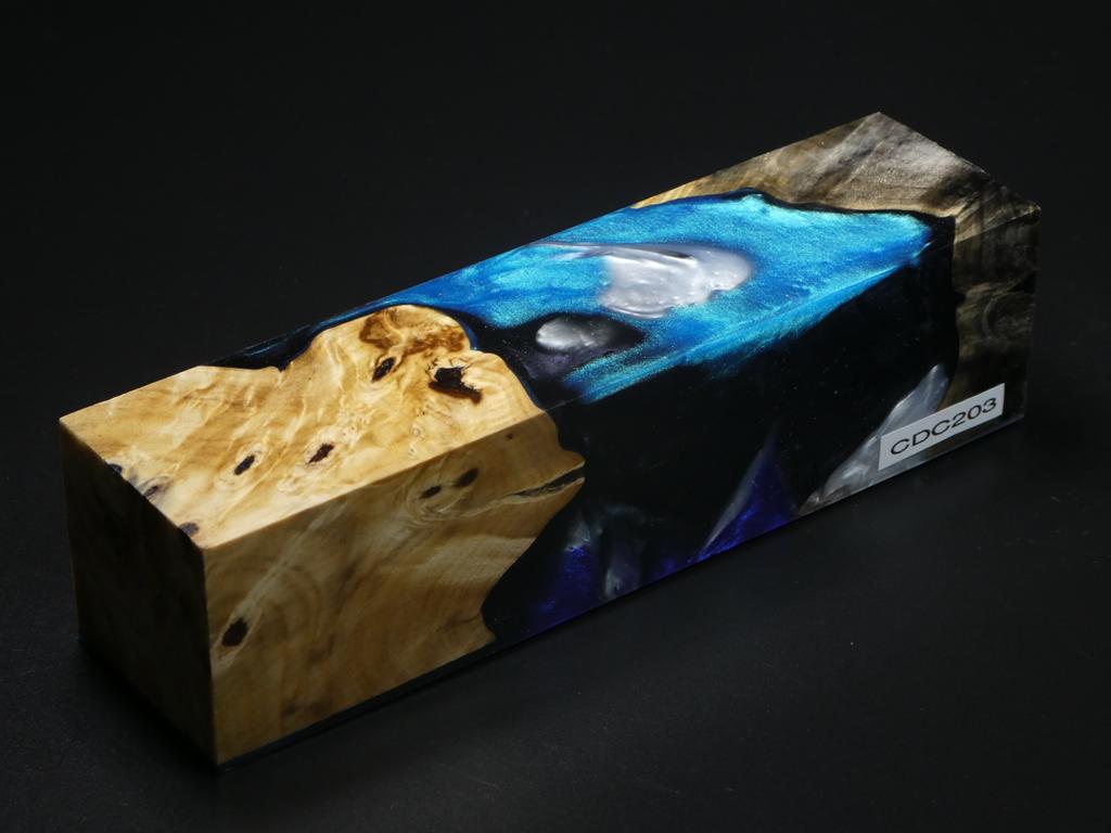 Natural /  Blue, Black, White Hybrid Duck Call Blank