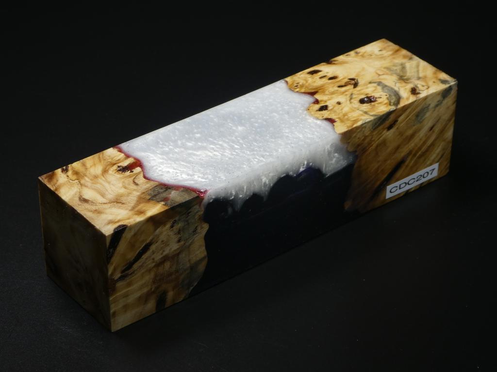 Natural /  White, Purple Hybrid Duck Call Blank