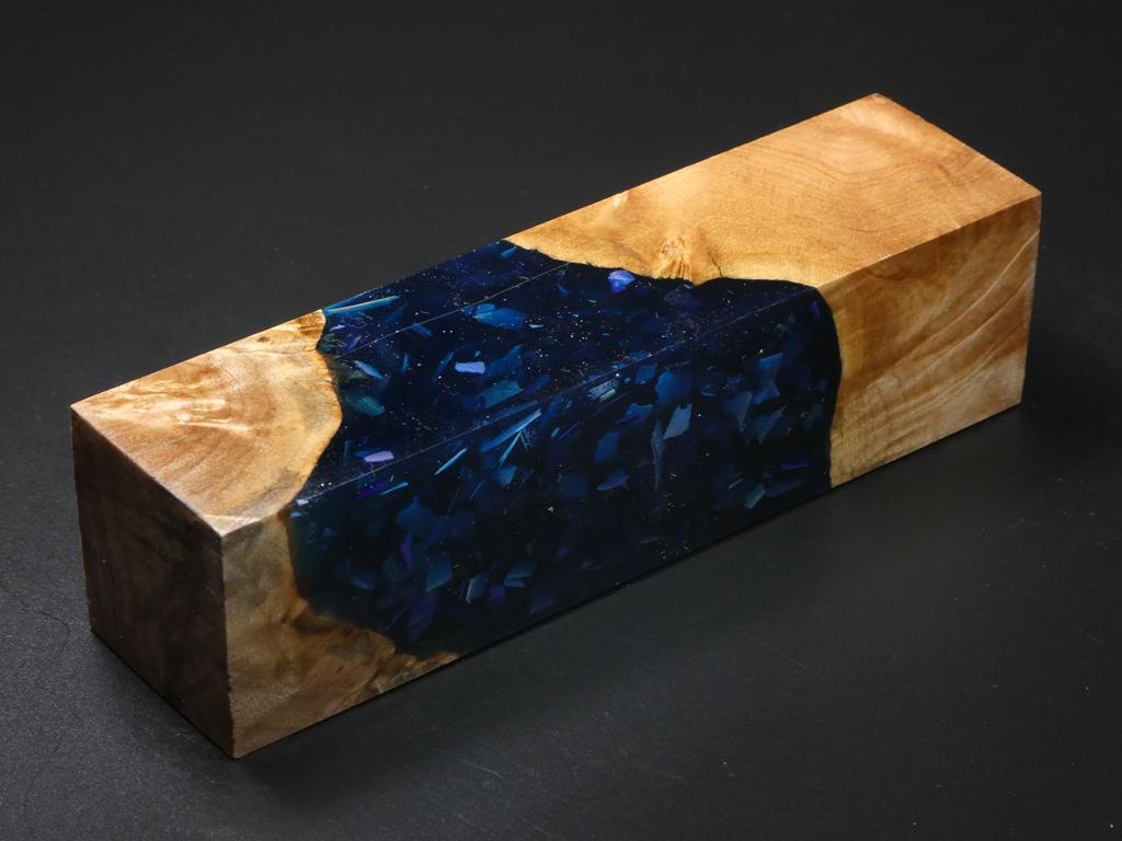 Natural /  Blue with Flakes Hybrid Duck Call Blank