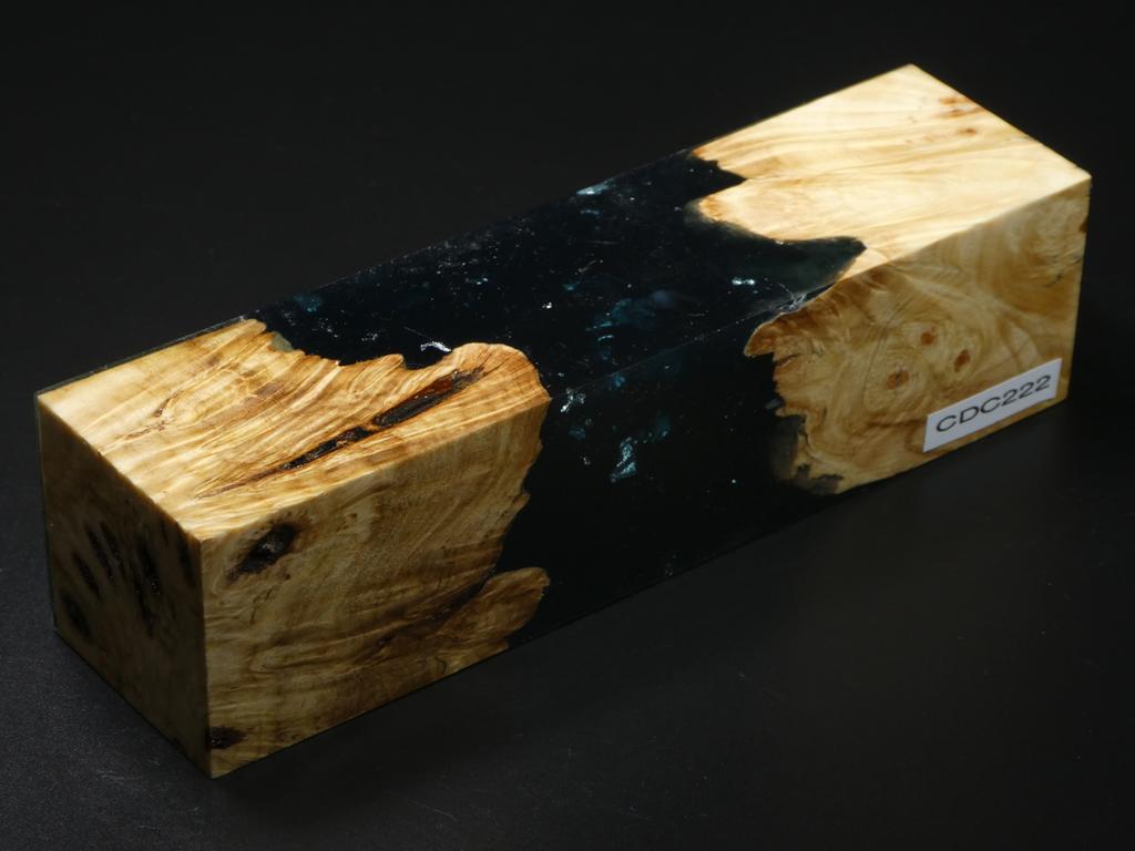 Natural /  Blue, Black with Flakes Hybrid Duck Call Blank