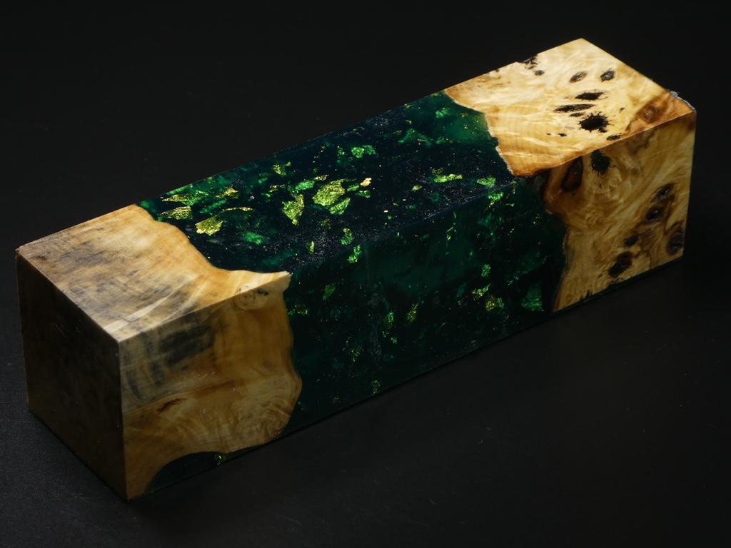 Natural /  Green with Flakes Hybrid Duck Call Blank