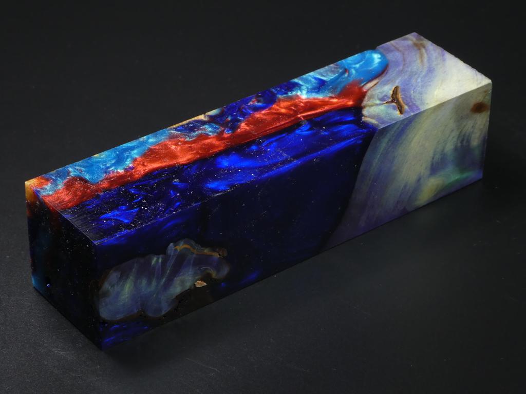 Purple /  Red, Blue, Orange Hybrid Duck Call Blank