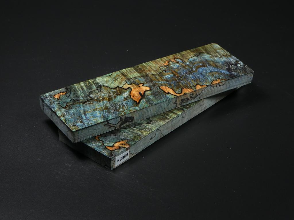 Blue & Green Stabilized Maple Knife Scales