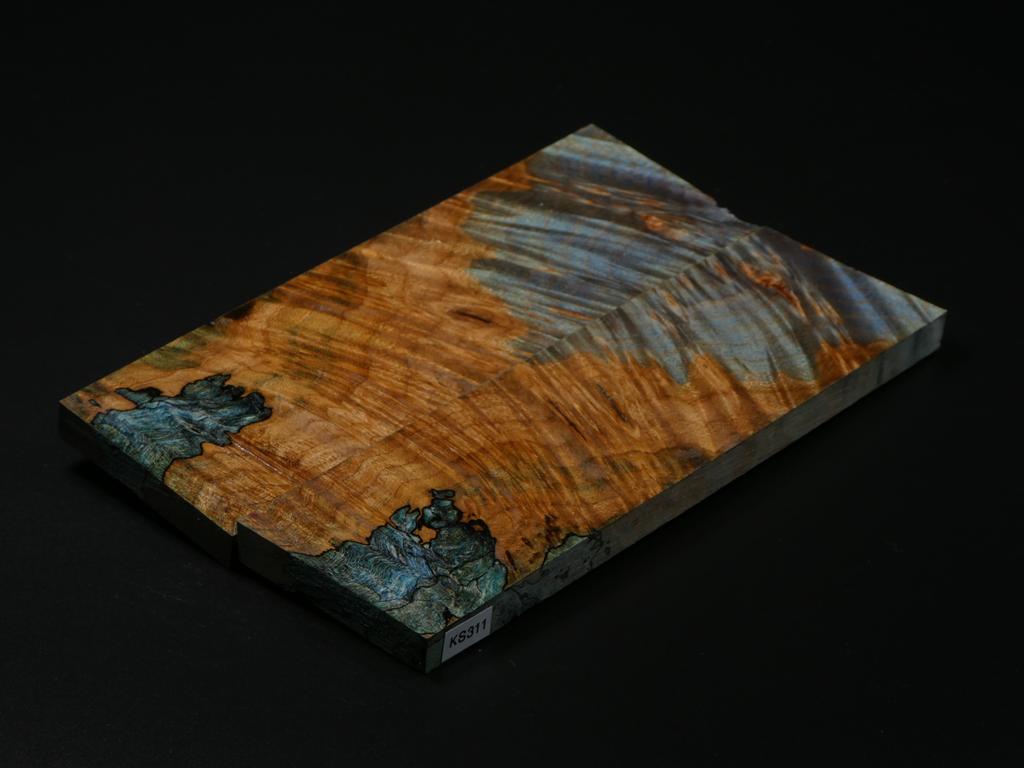 Natural & Blue Stabilized Maple Knife Scales