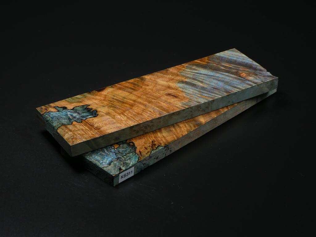 Natural & Blue Stabilized Maple Knife Scales