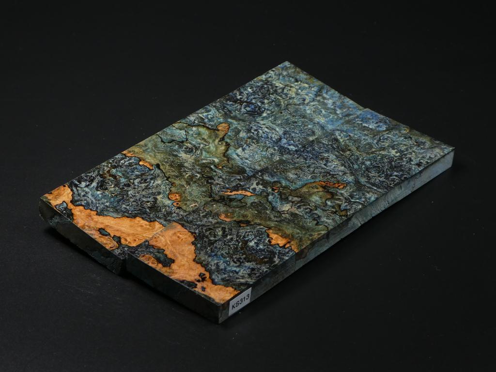 Natural, Blue & Green Stabilized Maple Knife Scales