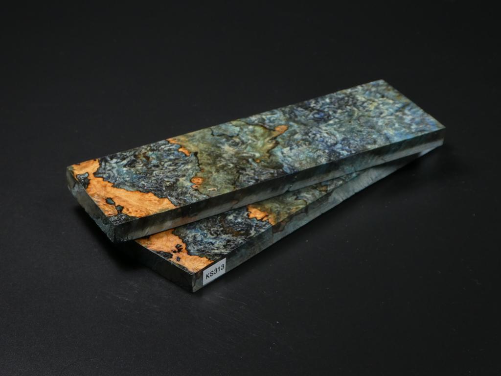 Natural, Blue & Green Stabilized Maple Knife Scales