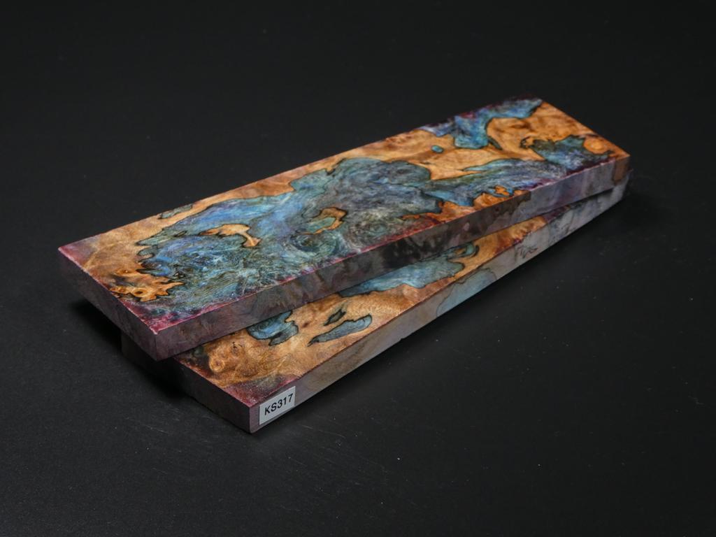 Natural, Blue & Green Stabilized Maple Knife Scales