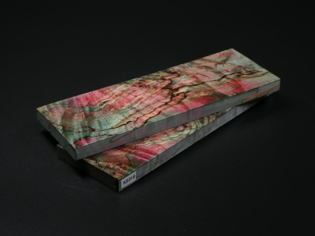 Green & Red Stabilized Maple Knife Scales