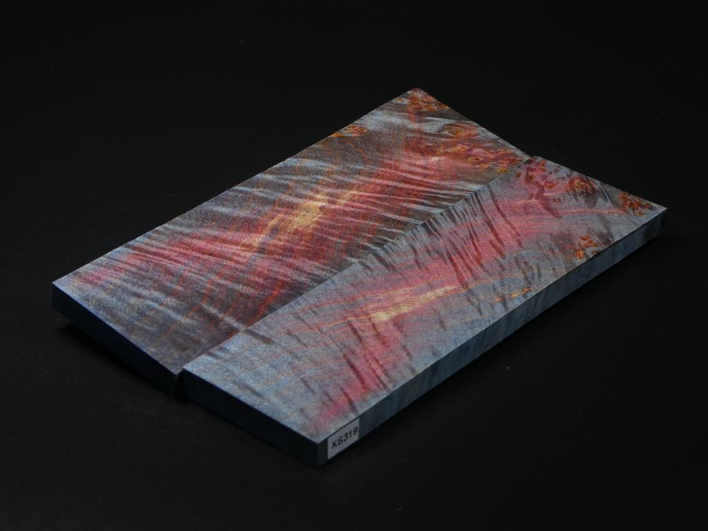 Red & Blue Stabilized Maple Knife Scales