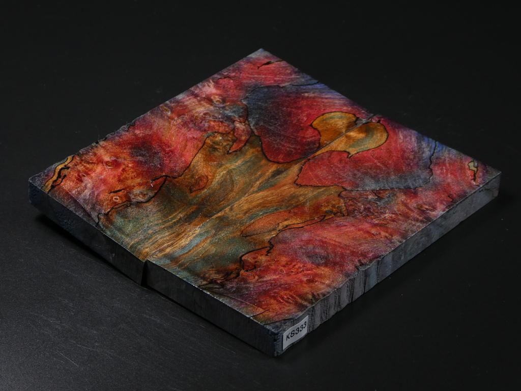 Red, Teal & Blue Stabilized Maple Knife Scales