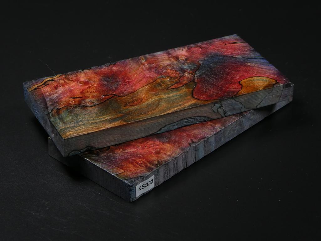 Red, Teal & Blue Stabilized Maple Knife Scales