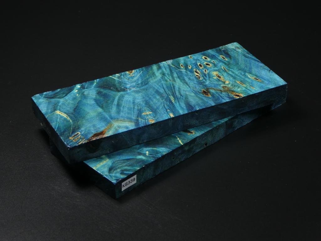 Green & Blue Stabilized Maple Knife Scales